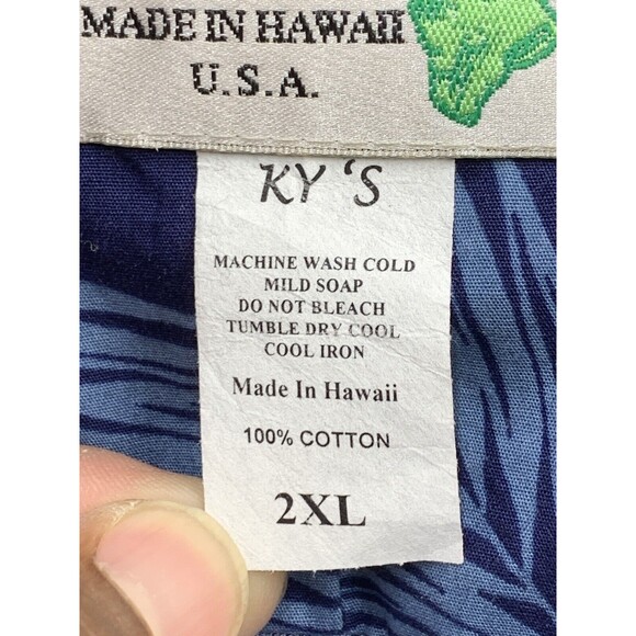 Vintage KY's Hawaiian Aloha Camp Shirt Size 2XL Floral Cotton Button Up USA - Picture 13 of 14